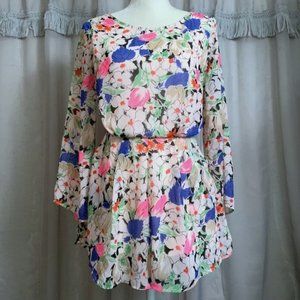 Lush Bright Spring Floral Romper Size M